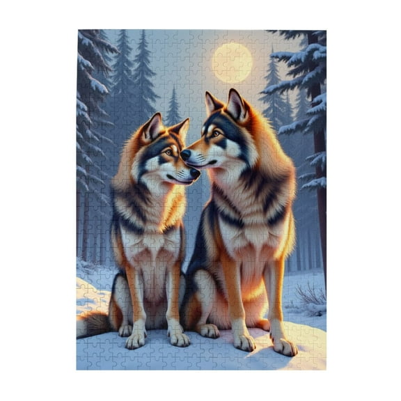 500 Piece Jigsaw Puzzle For Adults Wolves Under The Moon Challenging And Relaxing Adult Puzzle Beautiful Winter Artwork Great Gift Idea 500 Pieces Puzzles For Adults
