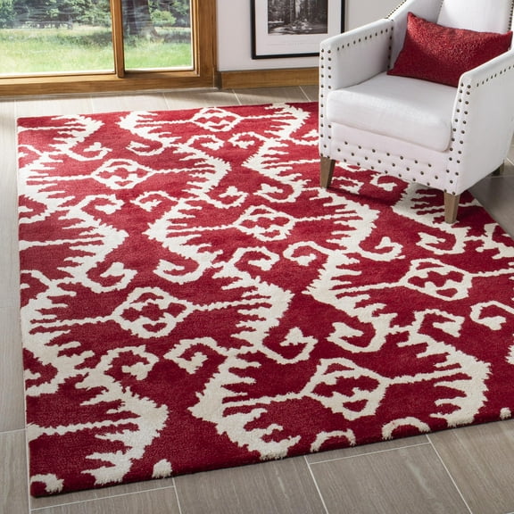 SAFAVIEH Wyndham Dzvonko Southwestern Wool Area Rug, Red/Ivory, 8' x 10'