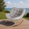 thumbnail image 6 of EVERITE Steel Patio Rocking Chair with Padded Cushion, Beige, 6 of 7