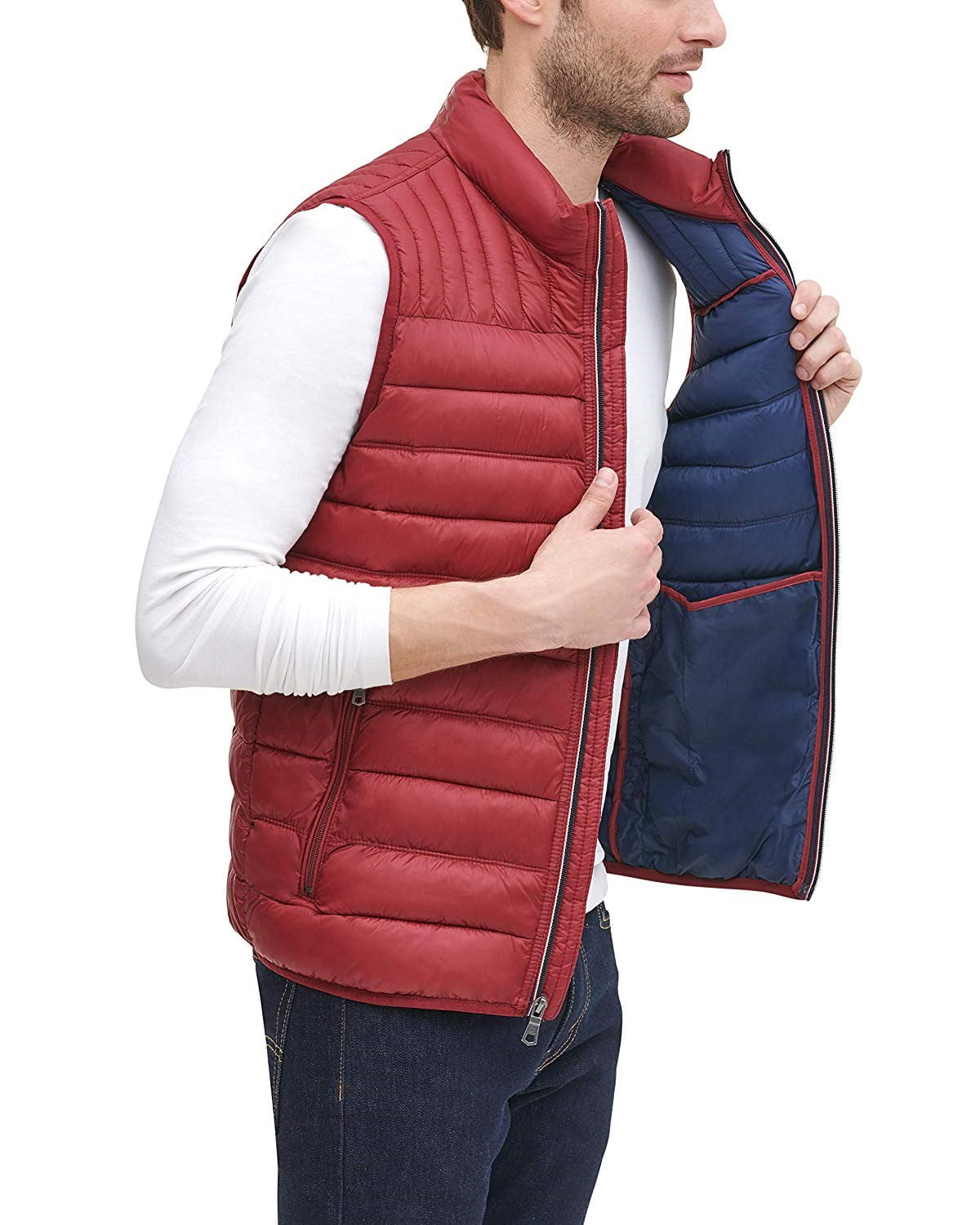 Tommy Hilfiger Men's Ultra Loft Quilted Puffer Vest, Red, Large