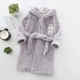 thumbnail image 3 of Toddler Robe Boys Girls Hooded Flannel Bathrobe Long Sleeve Soft Fleece Plush Robes Cute Animal Pajamas Sleepwear, Gray, 6 Years, 3 of 4