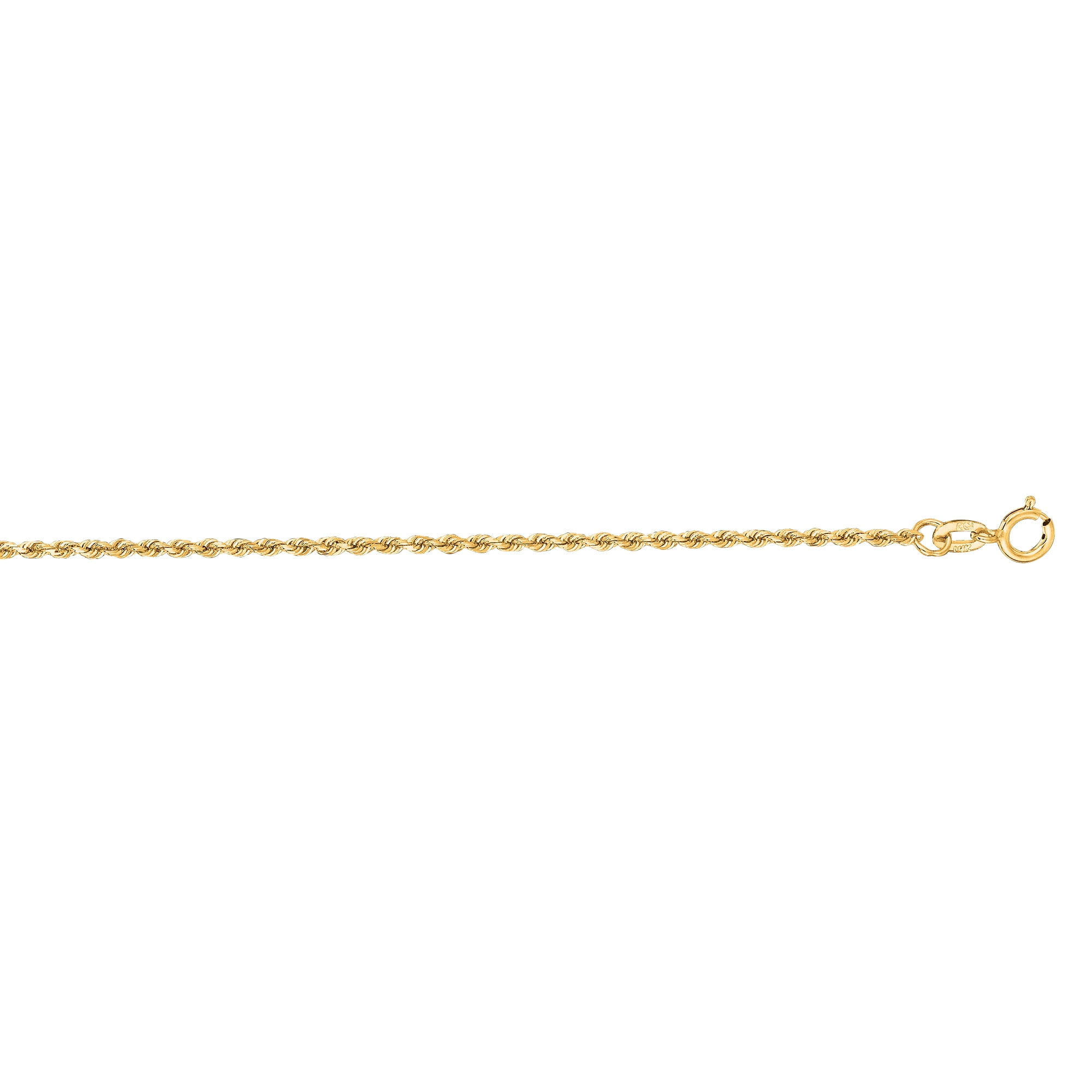 14K Yellow Gold 16in 1.25mm Diamond-Cut Rope Chain with Spring Ring Clasp