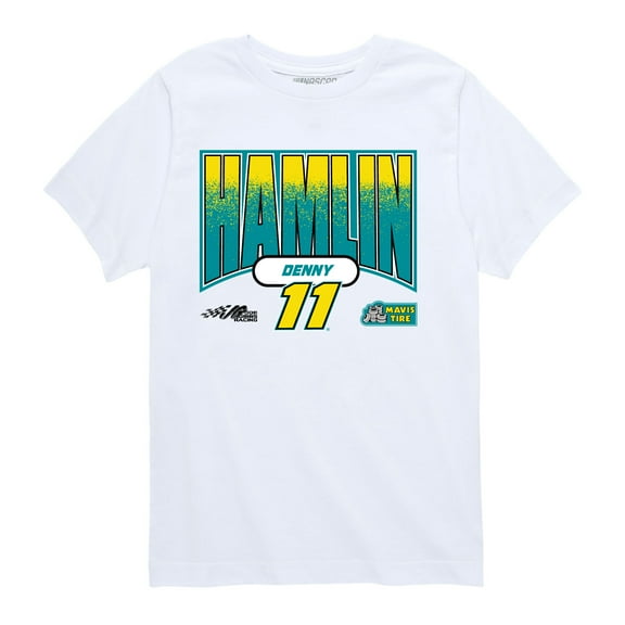 NASCAR - Denny Hamlin Arched Text - Kids Youth Short Sleeve Graphic T-Shirt