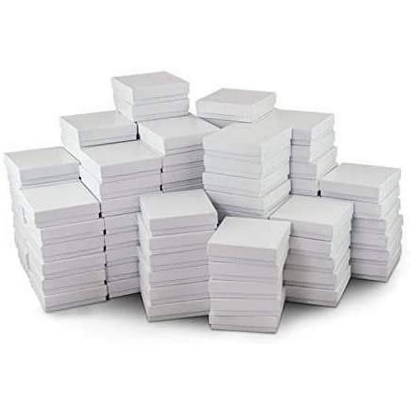 888 Display USA, Inc - 10 Qty Glossy White Cotton Filled Boxes - 3 1/4" x 2 1/4" x 1" - for Gifts/Merchandise/Jewelry/All Occasions