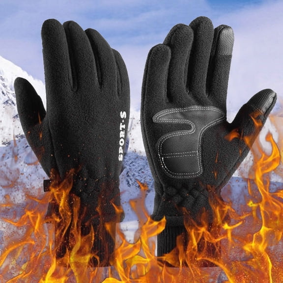 Dyfzdhu Winter Women With Buckle Riding Gloves Men Velvet Plus Non Slip Warm Gloves Gloves Black