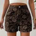 thumbnail image 3 of Women’s High Waisted Floral Denim Shorts, Summer Casual Jean Shorts, 3 of 4