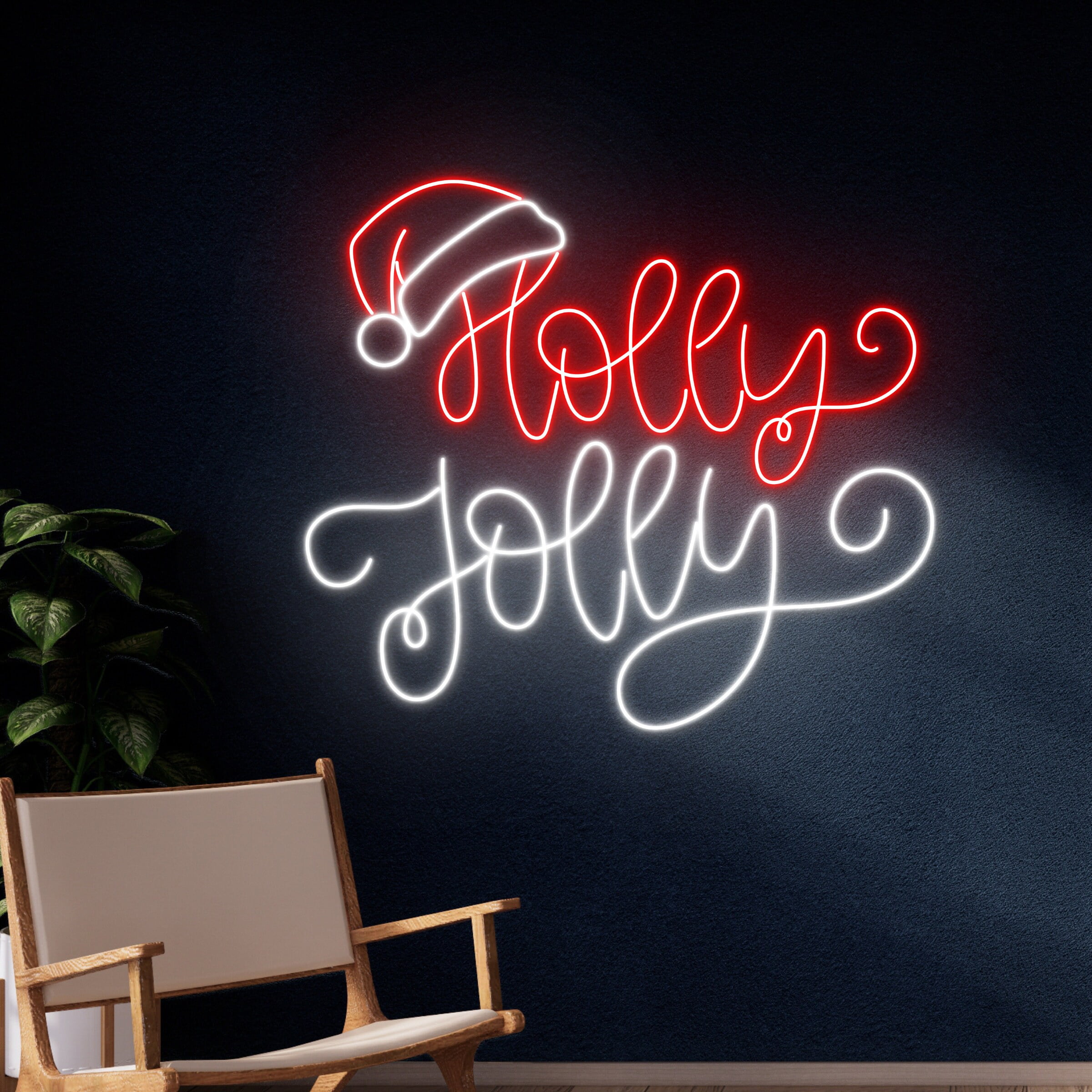 Handmadetneonsign Holly Jolly Neon Sign, Merry Christmas Led Sign, Christmas Neon Light, Happy