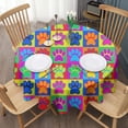 thumbnail image 3 of Colorful Dog Paw Footprint Round Tablecloth 60"x60",Wrinkle Wipeable Table Cloth for Kitchen Dining Room Picnic Patio Party, 3 of 6