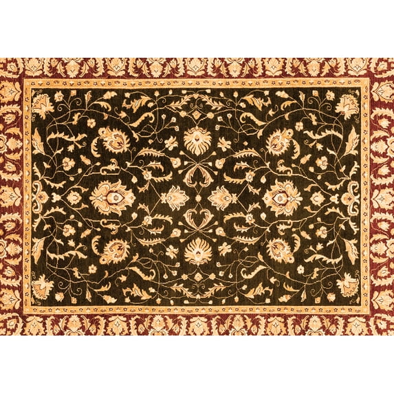 Ahgly Company Indoor Rectangle Oriental Orange Traditional Area Rugs, 6' x 9'