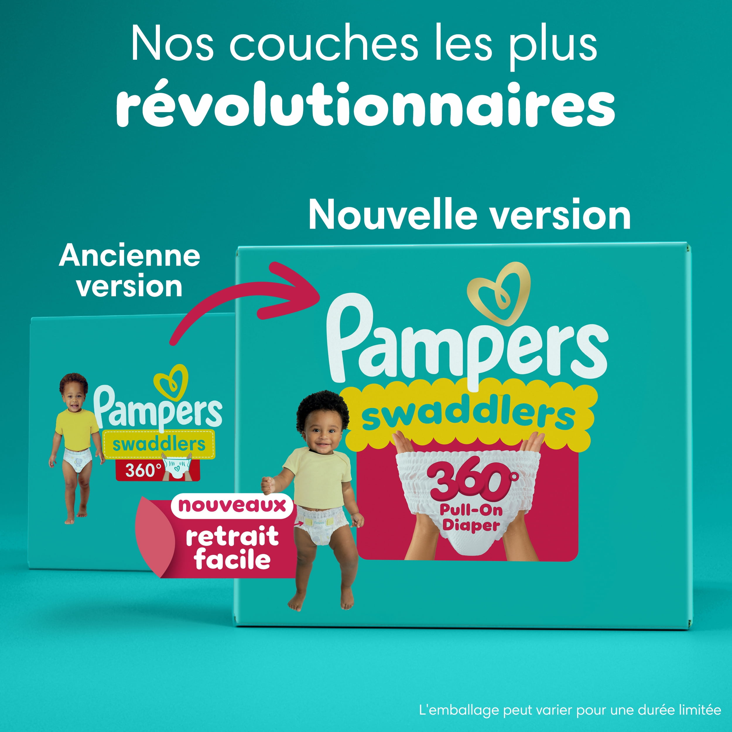 Pampers Diapers - Swaddlers 360° - Size 7, up to 100% Leakproof Comfy Dry Fit, EZ Off Tabs Designed for Easy Changes, Pull On Diaper