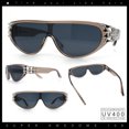 thumbnail image 2 of Womens Gaudy Fancy Hinge Flat Top Shield Rectangular Plastic Sunglasses Slate Silver - Black, 2 of 8
