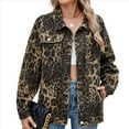 thumbnail image 2 of Chaqueta Vaquera de Larga con Botones y Bolsillos para Mujer Estampado de Leopardo XL, 2 of 9