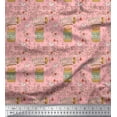 thumbnail image 1 of Soimoi Pink polyester Crepe Fabric Text & Peanut Butter Food Print Fabric by Yard 52 Inch Wide, 1 of 6