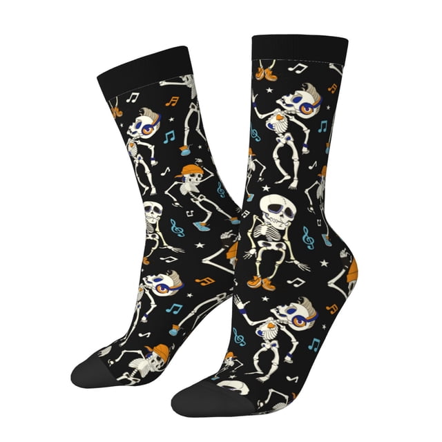 Fotbe Dancing Skeleton Party Calcetas Largas con Estampado para Hombre y Mujer – Calcetas de Compresión Transpirables y Elásticas, Viajar y Uso Diario Talla 5-11