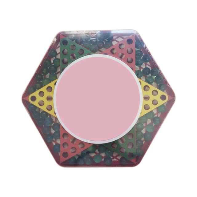 Tablero de Ajedrez de Doble Propósito 2 en 1 con Cuentas de Vidrio, Juego de Rompecabezas Multifuncional, Juego de Mesa Hexagonal de 27 cm
