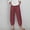 Wine women wide leg capri pants a1, variant on Cagogo Womens Wide Leg Capri Pants Summer Casual Elastic Waist High Waisted Flowy Cotton Linen Trousers for Beach Vacation Work Plus Size Pockets Boho Clothes, Brown M