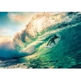 thumbnail image 2 of Pangea Images 14x11 Gold Ornate Wood Framed with Double Matting Museum Art Print Titled - Surfing at Sunset-Australia, 2 of 4