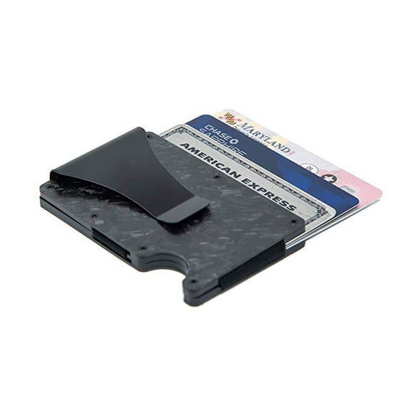 RFID-Blocking Slim Minimalist Forged Carbon Wallet/Card Holder with Money Clip