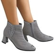 thumbnail image 1 of LSLJS Chaussures Courtes Épaisses Heels High Décontractées à Paillettes en Cuir Patchwork, Talons Hauts, 1 of 6