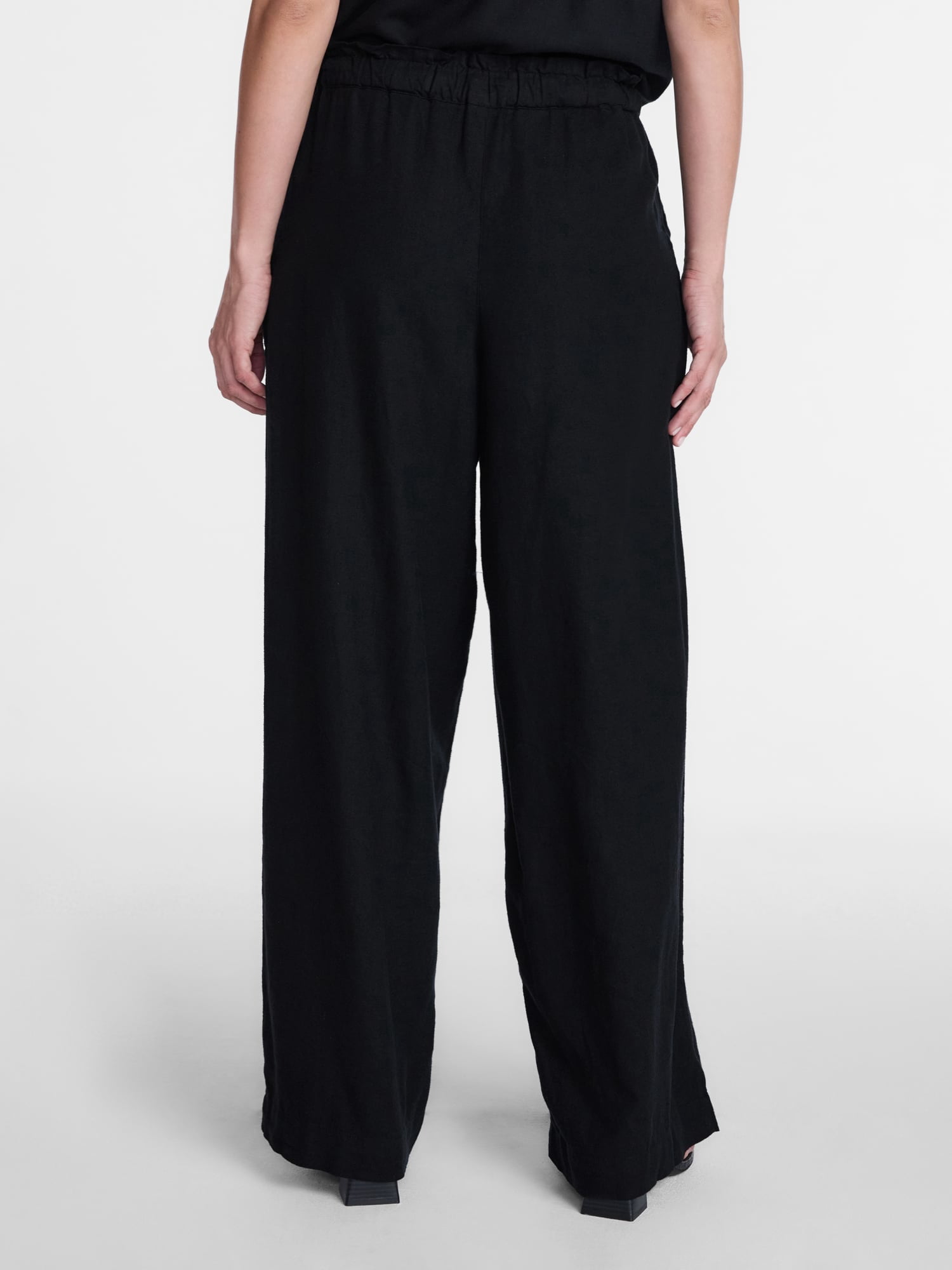 Time and Tru Women's Wide Leg Linen Blend Pants, Sizes XS-4X