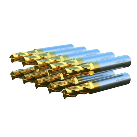 

Accusize 5/16 Dia H.S.S. Tin Coating End Mills 3/8 Shk Dia 3/4 Flt Length 2-1/2 Oal 4 Flute 10 Pcs/Set 1400-3207x10