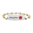 thumbnail image 1 of Epilepsy Medical Identification Medical ID Ball Bead Link Chain Bracelet Gold 2 Tone Steel Custom Engraved, 1 of 4