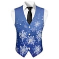 thumbnail image 5 of Yuyamidu Blue Snowflake Men's V-Neck Business Vests with 3 Pockets Christmas Formal Dress Vest for Suit Tuxedo Casual 4 Button Waistcoat Size 2XL, 5 of 7