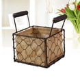 thumbnail image 3 of Panier en Tissu Rétro Créatif Style Rural Panier de Rangement Panier à Fleurs Panier Carré en Fil Métallique avec Poignées Décoration Maison Ornement pour Jardin Cour, 3 of 9