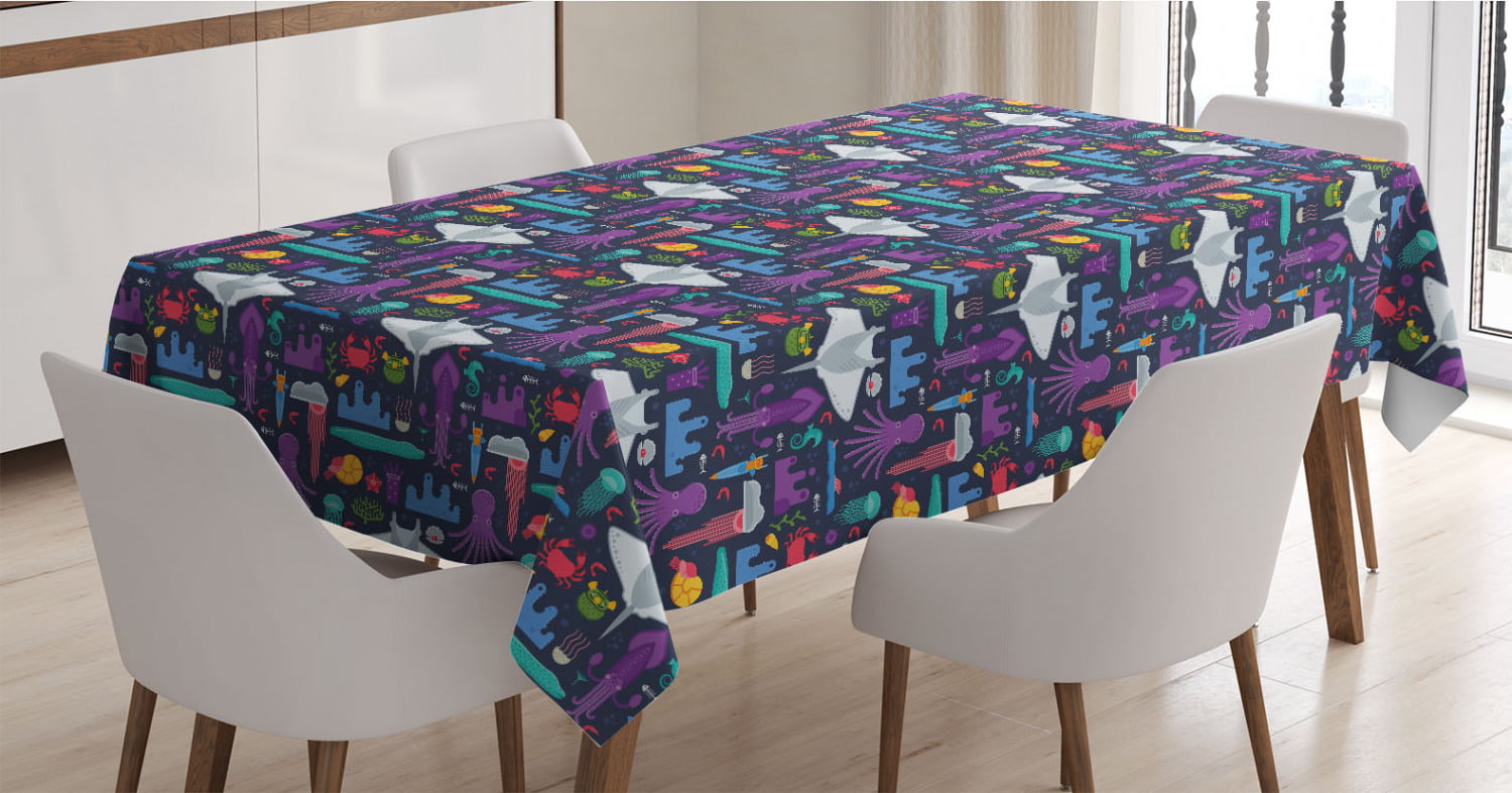 Fantasy Star Rectangle Polyester Tablecloth Octopus Tablecloths Machine Washable Table Cover Decorative Table Cloth for Kitchen Dinning Banquet Parties 54 x 79 Inch