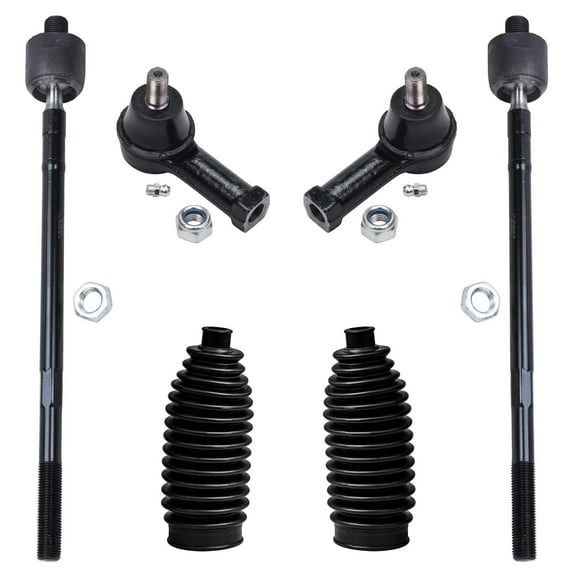 Detroit Axle - 6pc Front Tie Rods Kit for 01-06 Hyundai Santa Fe 4 Inner & Outer Tie Rod End Links 2 Tie Rod Boots 2002 2003 2004 2005 Replacement