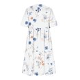 thumbnail image 4 of Women Summer Floral Midi Dresses Casual Boho Short Sleeve Round Neck Flowy Maxi Beach Vacation Dress with Pockets, 4 of 5