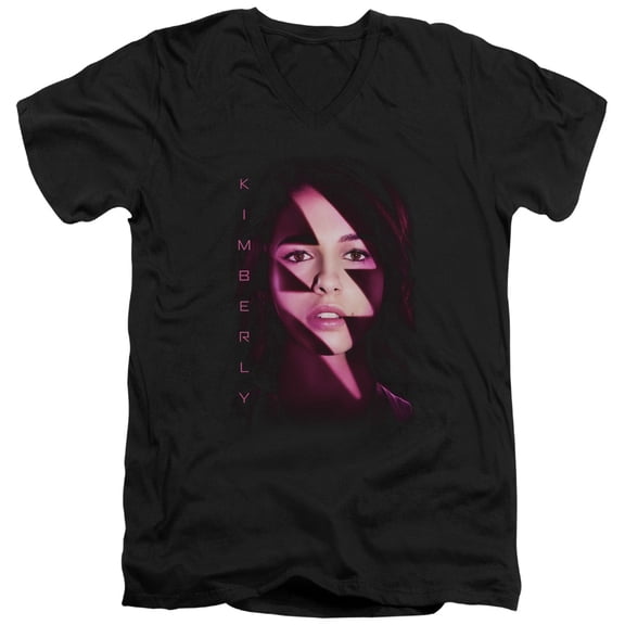 Power Rangers Kimberly Bolt Adult V-Neck T-Shirt 30/1 T-Shirt Black