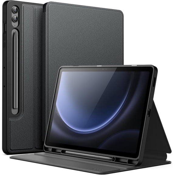 Case for Samsung Galaxy Tab S9 FE / S9 FE Plus 12.4-Inch with S Pen Holder, Slim Folio Stand Protective Tablet Cover, Multi-Angle Viewing (Black)