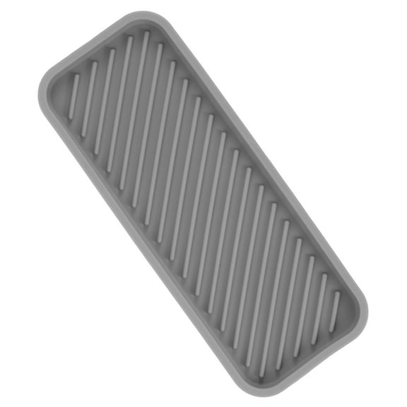CTIRCHIU Bathroom Countertop Organizer Dark Grey Silicone Vanity Tray with Groove Design