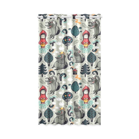 MKHERT Little Red Riding Hood and Wolf Window Curtain Living Room,Bedroom Window Drapes 52x84 inch