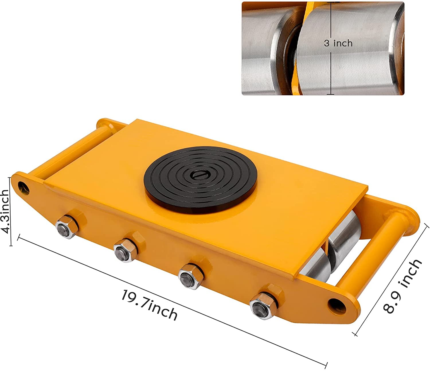 12T 26400 lbs Heavy Duty Machine Dolly Skate Machinery Roller Mover Cargo Trolley