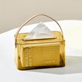 thumbnail image 4 of Nordic Tissue Cover Tissue Dispenser leather Toilet Pumping with rectangular PU Handle for Office Kitchen Gold, 4 of 9