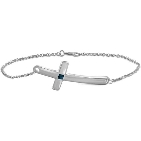 Sterling Silver Cross Bracelet - Blue Diamond Accent Sterling Silver Cross Bracelet, 7.25