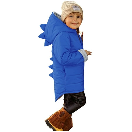 

Dr.Eam Infant Hoodie Coats Toddler Kids Baby Girls Boys Warm Soft Coat Long Sleeve 3D Dinosaur Hooded Jacket Winter Solid Coat Outerwear Tops Boys Girls Blue 12 M-18 M