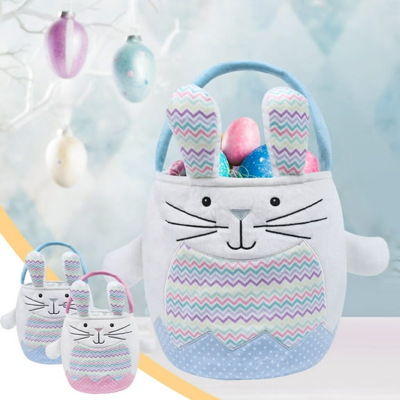 VBODN Easter Decoration,Easter Bunny Basket Bunny Storage Basket Tote Bag Easter Eggs Storage Basket Kids Gift Storage Tote Bag