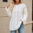 thumbnail image 7 of Trendy Long Sweaters for Women with Belt Hollow Out Baggy Knitted Off Shoulder Pullover Going Out Tunic Tops (XL, White), 7 of 7