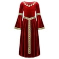 thumbnail image 6 of Alvivi Kids Girls Renaissance Vintage Dress Gothic Medieval Costume Maxi Dresses Cosplay Halloween Costume Red 16, 6 of 7
