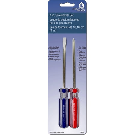 Helping Hand 20123 4" Screwdriver Pack 2 Count Carded Pack of 3