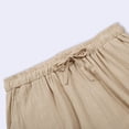 thumbnail image 3 of Plus Size Pants Curvy Women Solid Color Elastic Waist Straight Leg Linen Ankle Pants With Pocket Women's Casual Pants Capris Khaki XXXL, 3 of 6