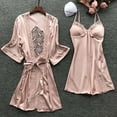 thumbnail image 2 of Women's Satin Robe Set 2 Piece Soft Pajamas Sets Cami Slip Dress Nightgown and Silk Robes Nightwear Lounge Wear, 2 of 3