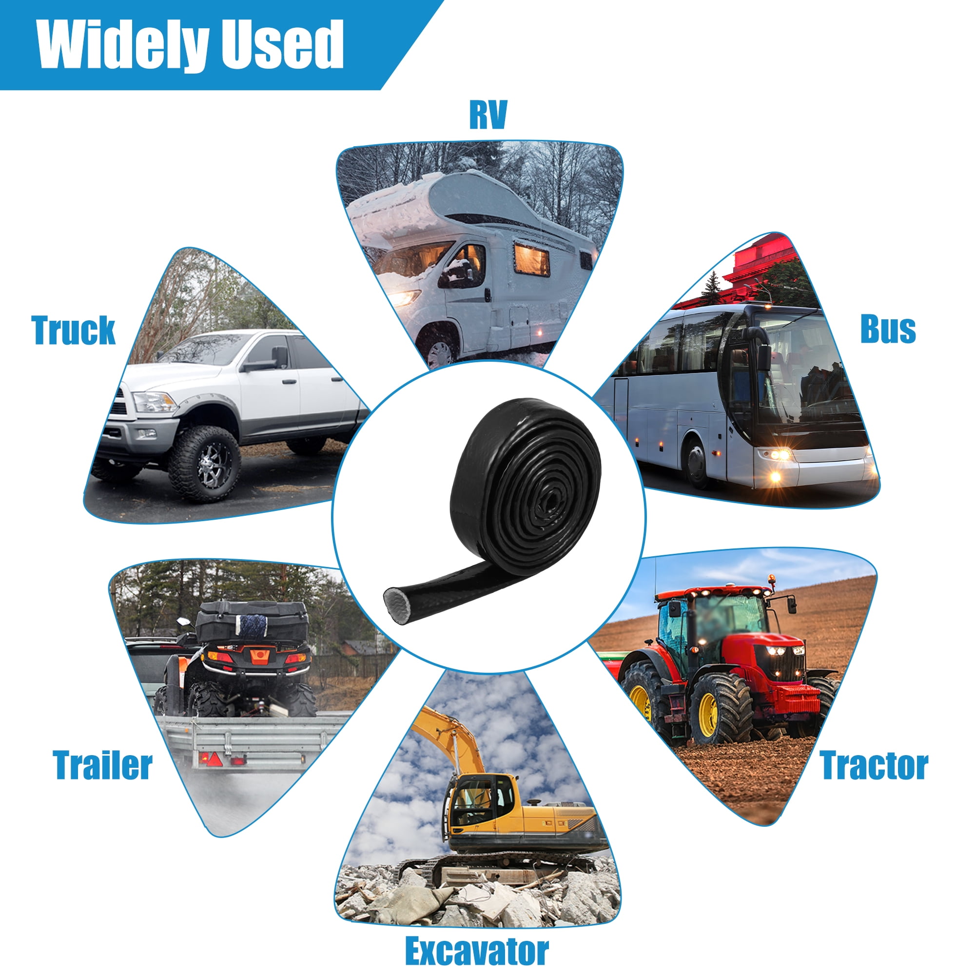 1" ID x 10FT Heat Shielded Fire Sleeve Silicone Coated Fiberglass Tape for Automotive Hose Lines Wires Electrical Wiring