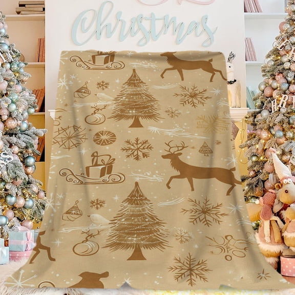 FastXmas Red Christmas Throw Flannel Blanket Super Soft Flannel Fleece Blanket for Bed Sofa Couch Thick Winter Holiday Warm Cozy Christmas Decorative Blanket