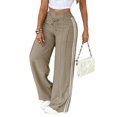 thumbnail image 2 of VV AVEORS Striped Track Pants Women Summer Striped Joggers Baggy Sweatpants Casual Sports Running Tall Petite Khaki XL, 2 of 4