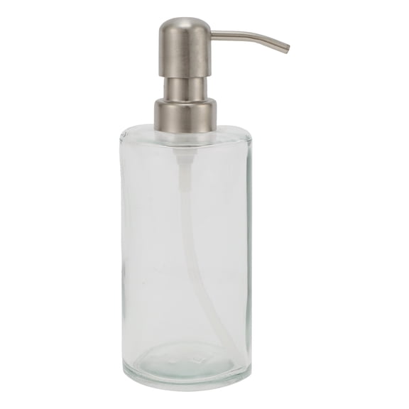 Unique Bargains 1 Pc Simple Cylindrical Soap Pump Dispenser for Hotels 350ml Clear Silver Tone
