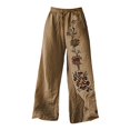 thumbnail image 4 of yunLCZ Women's Wide Leg Pants Holiday Style Retro Linen Floral Ethnic Print Casual Pants For Women – Comfortable Relaxed Fit Perfect For Summer Beach And Vacation Wear Business Work Casual Pants, 4 of 4